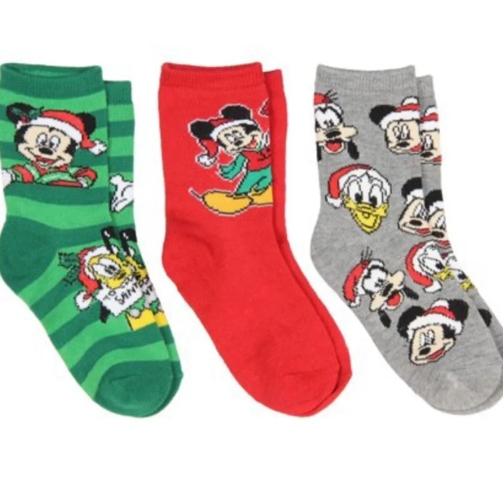 NIB Kids Disney Mickey Christmas Socks 3 Pk Gift Set